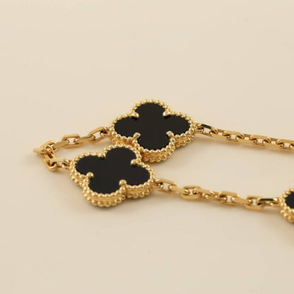 [BIJOUX]CLOVER  5 MOTIFS BLACK ONYX BRACELET