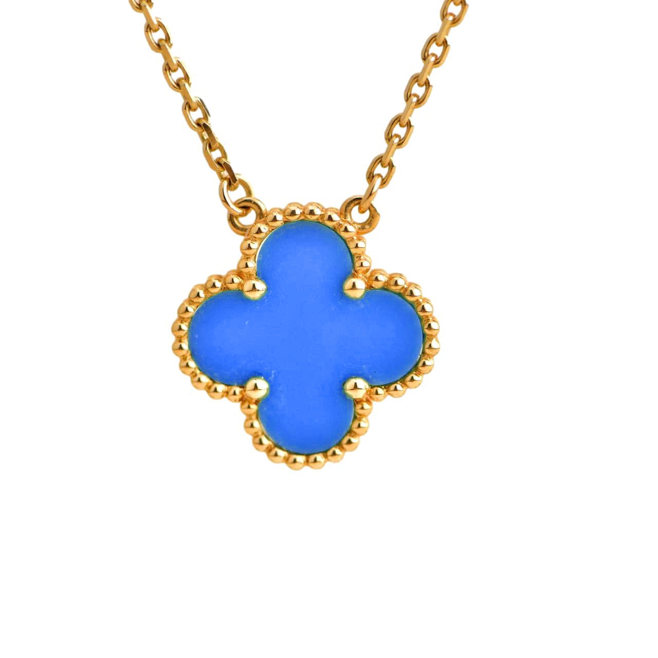 [BIJOUX]CLOVER 15MM BLUE AGATE NECKLACE