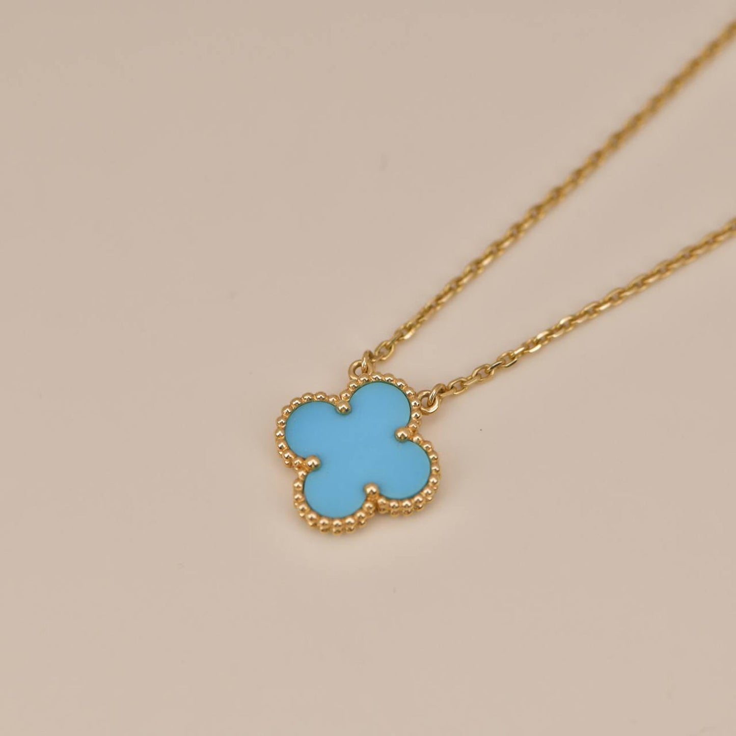 [BIJOUX]CLOVER 15MM VINTAGE TURQUOISE NECKLACE