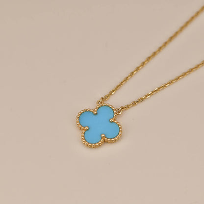 [BIJOUX]CLOVER 15MM VINTAGE TURQUOISE NECKLACE