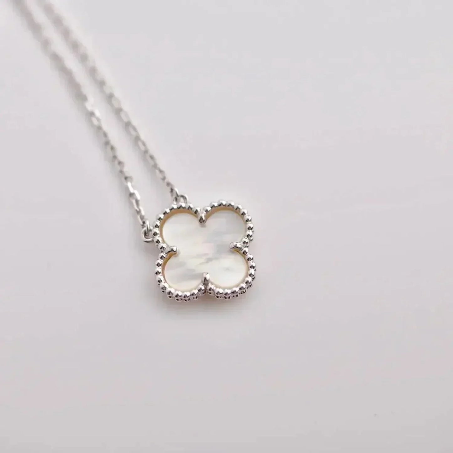 [BIJOUX]CLOVER  15MM WHITE MOTHER-OF-PEARL SILVER