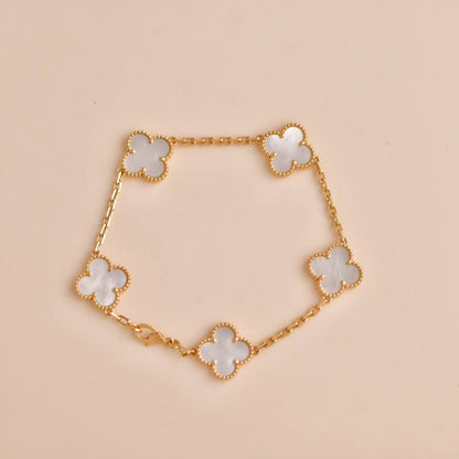 [BIJOUX]CLOVER  5 MOTIF WHITE MOP BRACELET