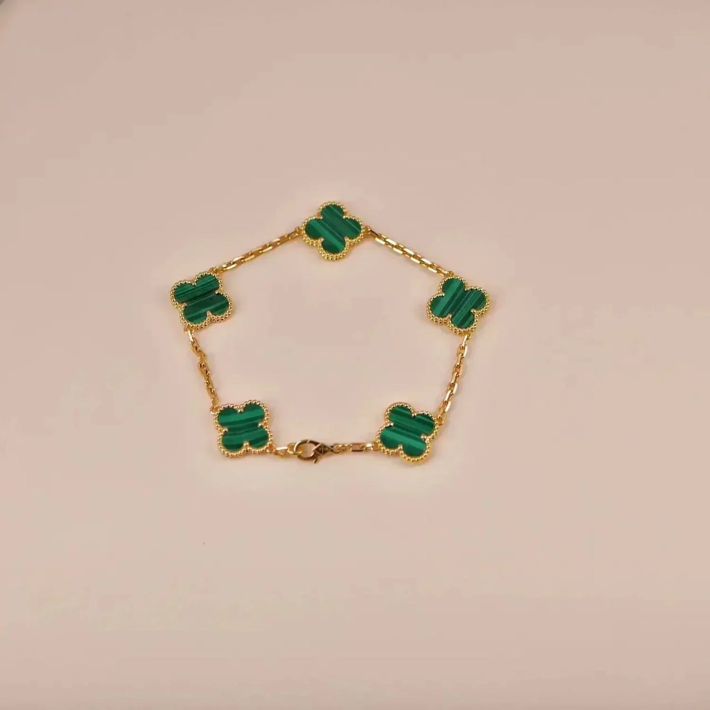 [BIJOUX]CLOVER 5 MOTIFS MALACHITE BRACELET