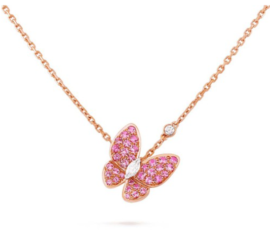 [BIJOUX]BUTTERFLY RED DIAMOND ROSE GOLD NECKLACE