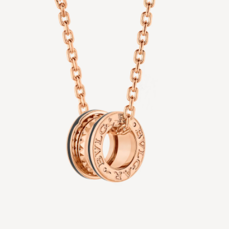 [BIJOUX] COLLIER PENDENTIF ROCK ZERO 1 OR ROSE NOIR