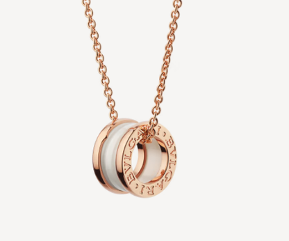 [BIJOUX]ZERO 1 WHITE CERAMIC PINK GOLD NECKLACE