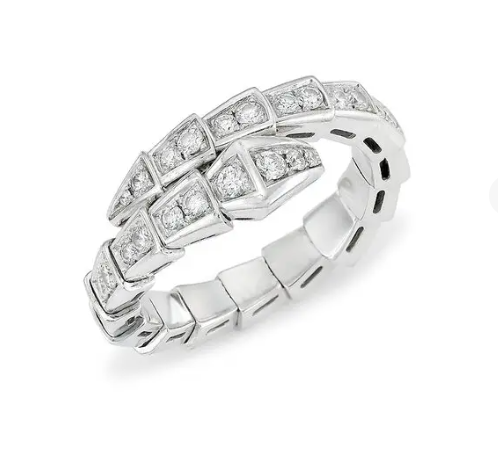 [BIJOUX]BAGUE SERPENTI ARGENT PAVÉ DIAMANTS 4MM