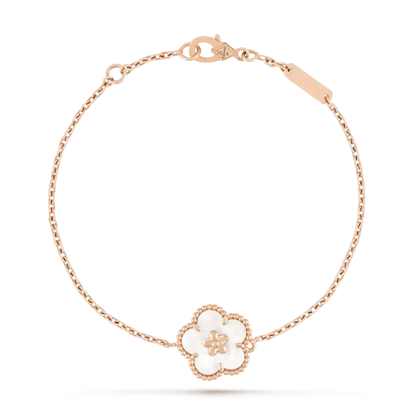 [BIJOUX]BRACELET LUCKY EN FLEUR DE PRUNEURIER EN NACRE BLANCHE