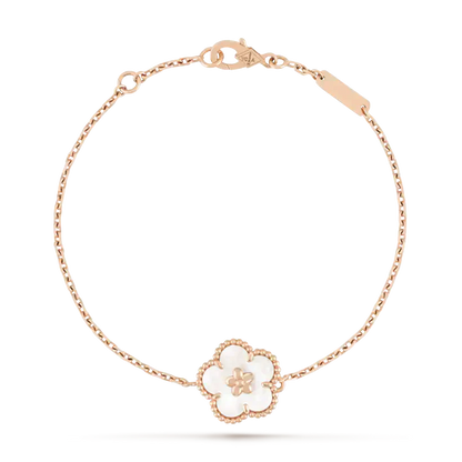 [BIJOUX]BRACELET LUCKY EN FLEUR DE PRUNEURIER EN NACRE BLANCHE