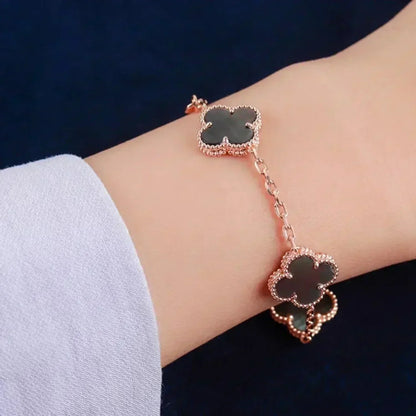 [BIJOUX]CLOVER 5 MOTIF GRAY MOP  BRACELET