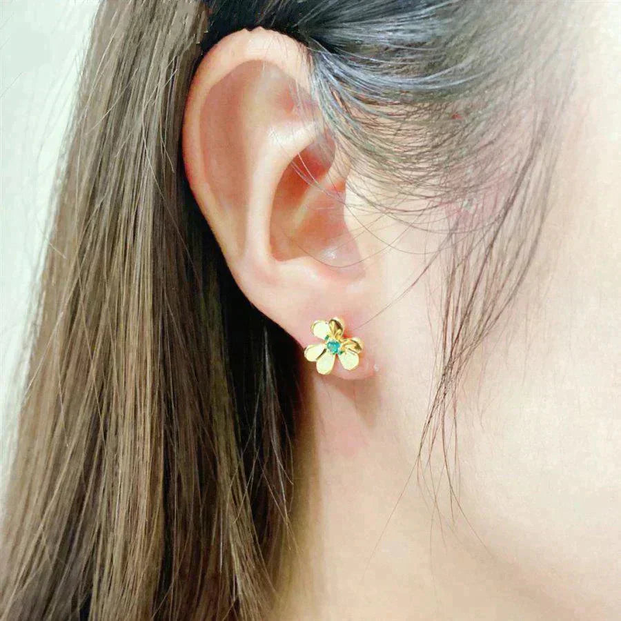 [BIJOUX]FRIVOLE  FLOWER MALACHITE EARRINGS