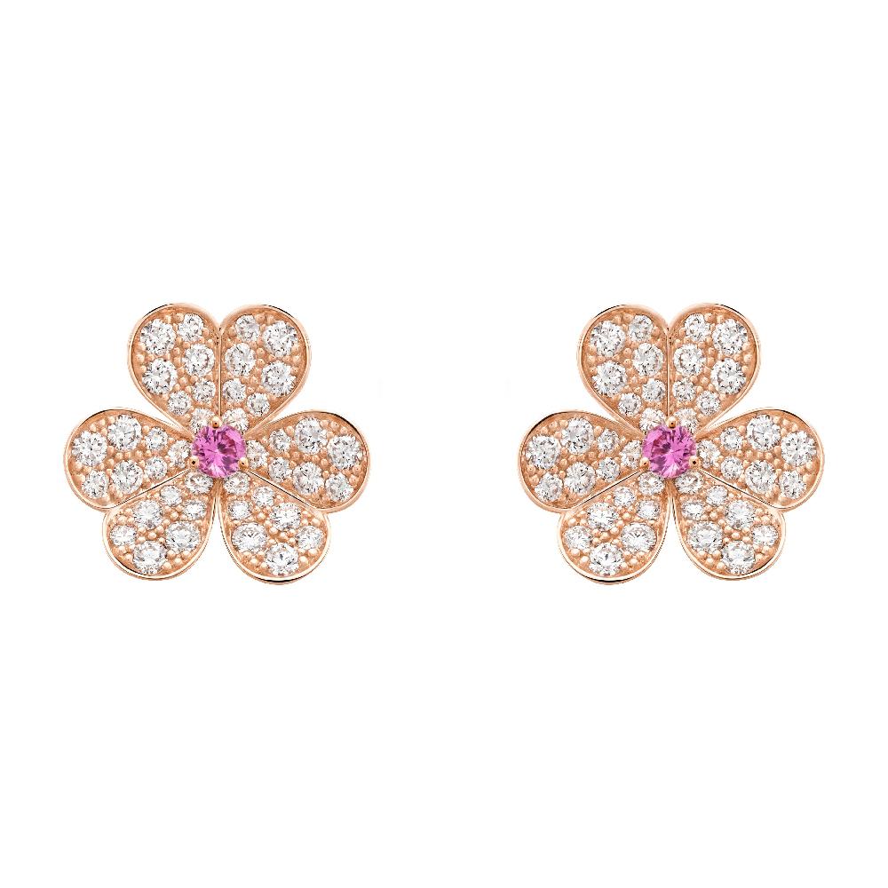 [BIJOUX]FRIVOLE PINK GOLD FLOWER DIAMOND EARRINGS