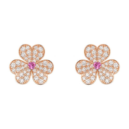 [BIJOUX]FRIVOLE PINK GOLD FLOWER DIAMOND EARRINGS