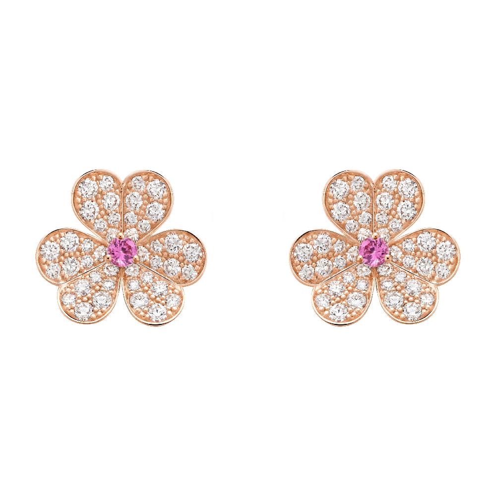 [BIJOUX]FRIVOLE PINK GOLD FLOWER DIAMOND EARRINGS