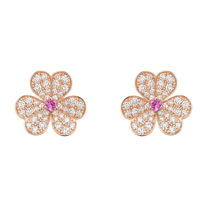 [BIJOUX]FRIVOLE PINK GOLD FLOWER DIAMOND EARRINGS