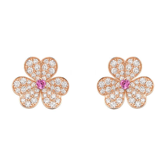 [BIJOUX]FRIVOLE PINK GOLD FLOWER DIAMOND EARRINGS