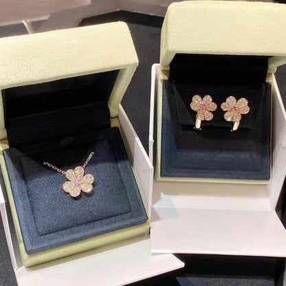 [BIJOUX]FRIVOLE PINK GOLD FLOWER DIAMOND EARRINGS