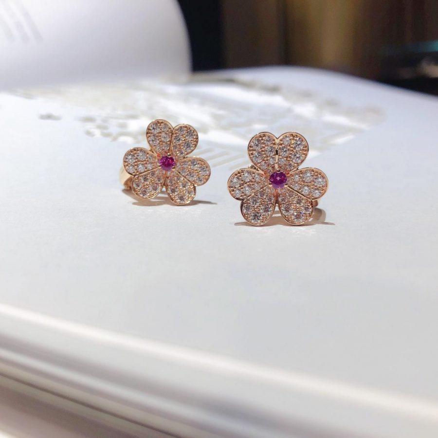 [BIJOUX]FRIVOLE PINK GOLD FLOWER DIAMOND EARRINGS