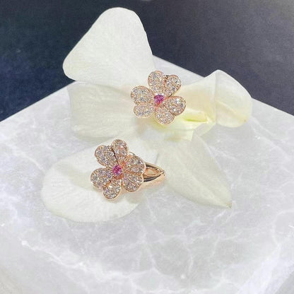 [BIJOUX]FRIVOLE PINK GOLD FLOWER DIAMOND EARRINGS