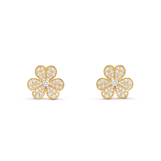 [BIJOUX]FRIVOLE GOLD FLOWER DIAMOND EARRINGS