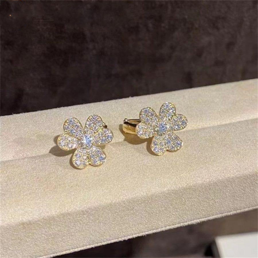 [BIJOUX]FRIVOLE GOLD FLOWER DIAMOND EARRINGS