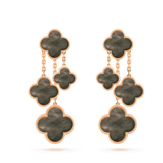 [BIJOUX]CLOVER EARRINGS DARK MOP 4 MOTIFS ROSE GOLD