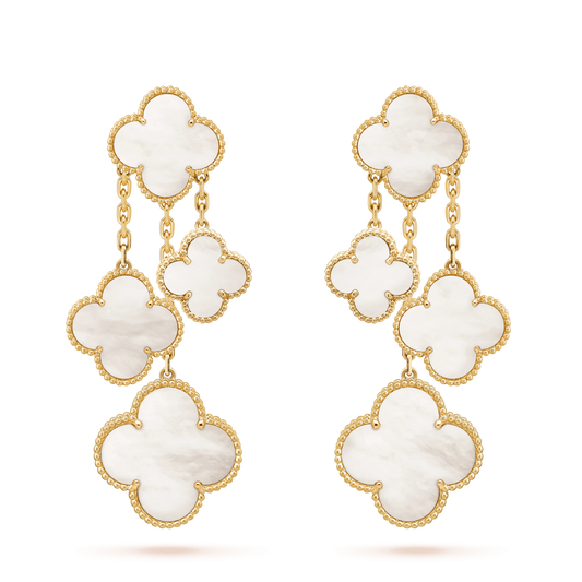 [BIJOUX]CLOVER EARRINGS WHITE MOP 4 MOTIFS GOLD