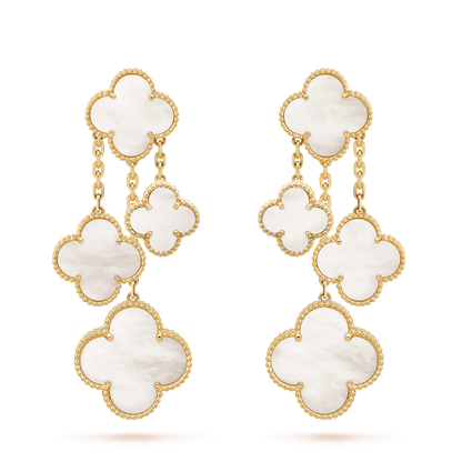 [BIJOUX]CLOVER EARRINGS WHITE MOP 4 MOTIFS GOLD