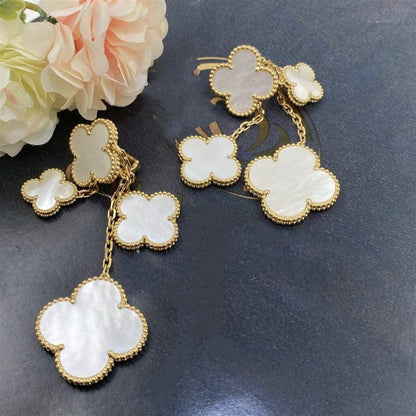[BIJOUX]CLOVER EARRINGS WHITE MOP 4 MOTIFS GOLD