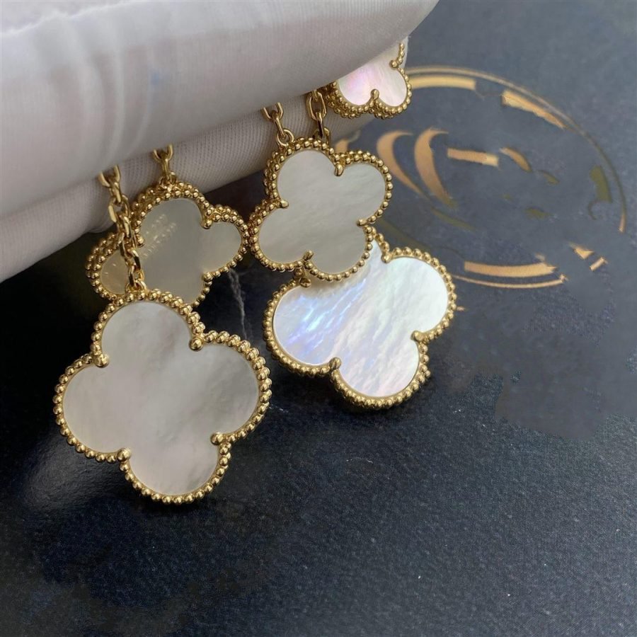 [BIJOUX]CLOVER EARRINGS WHITE MOP 4 MOTIFS GOLD