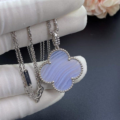 [BIJOUX]CLOVER SILVER CHALCEDONY BIG CLOVER NECKLACE