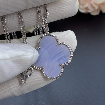 [BIJOUX]CLOVER SILVER CHALCEDONY BIG CLOVER NECKLACE