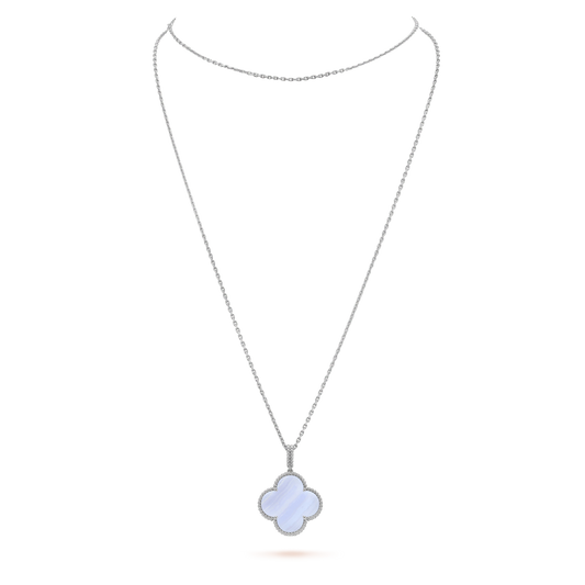 [BIJOUX]CLOVER SILVER CHALCEDONY BIG CLOVER NECKLACE