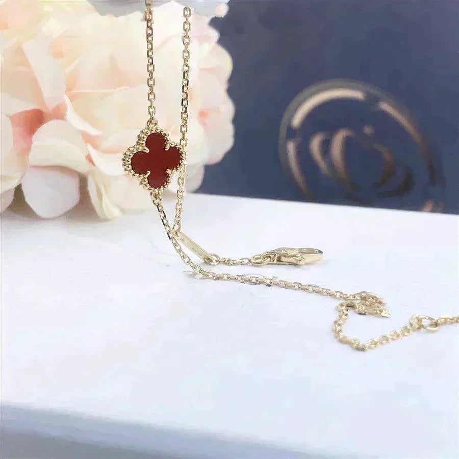 [BIJOUX]CLOVER  CARNELIAN SINGLE FLOWER BRACELET