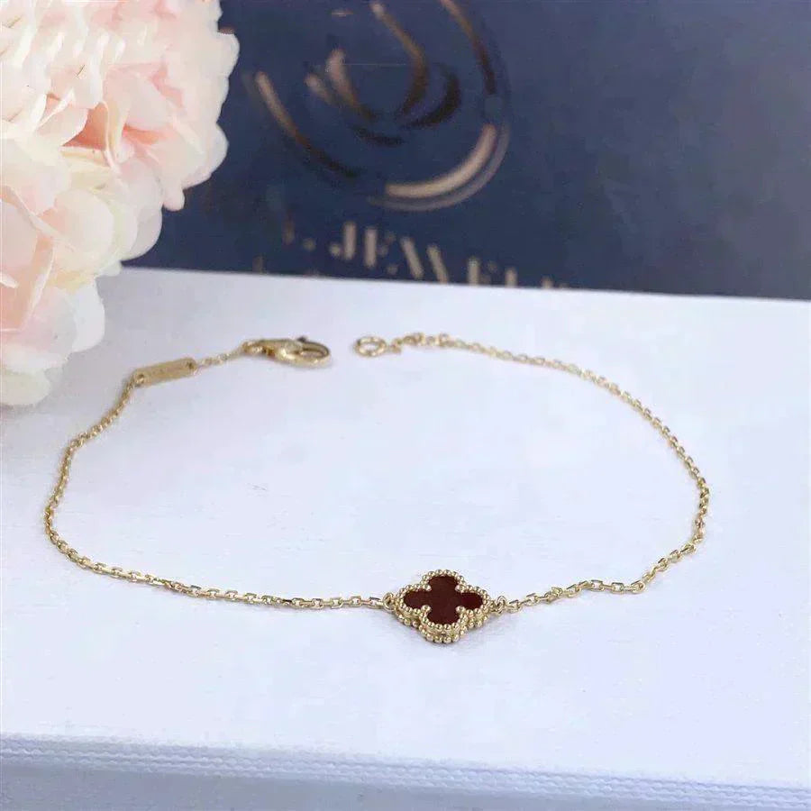 [BIJOUX]CLOVER  CARNELIAN SINGLE FLOWER BRACELET