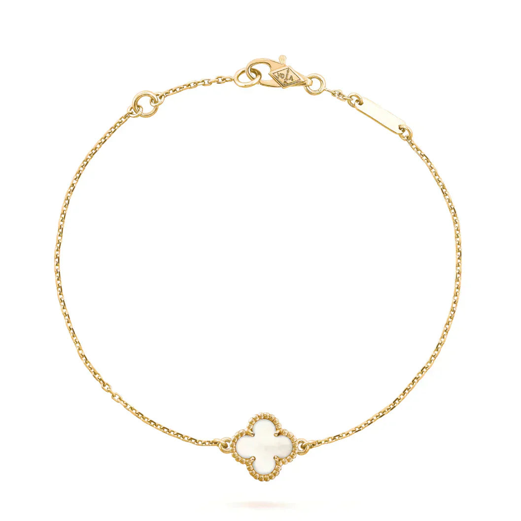 [BIJOUX]CLOVER WHITE MOP SINGLE FLOWER BRACELET