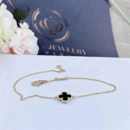 [BIJOUX]CLOVER ONYX SINGLE FLOWER BRACELET