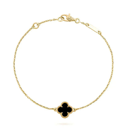 [BIJOUX]CLOVER ONYX SINGLE FLOWER BRACELET