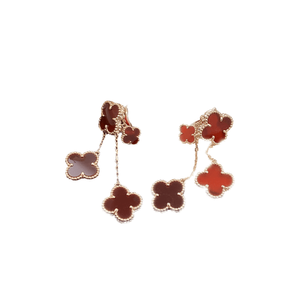 [BIJOUX]CLOVER EARRINGS CARNELIAN 4 MOTIFS PINK GOLD