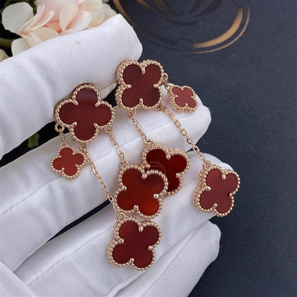 [BIJOUX]CLOVER EARRINGS CARNELIAN 4 MOTIFS PINK GOLD