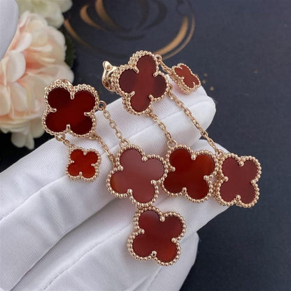 [BIJOUX]CLOVER EARRINGS CARNELIAN 4 MOTIFS PINK GOLD