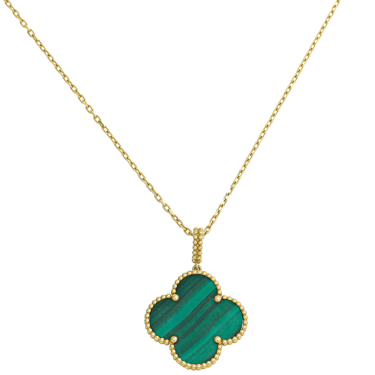 [BIJOUX]CLOVER 25MM MALACHITE GOLD NECKLACE