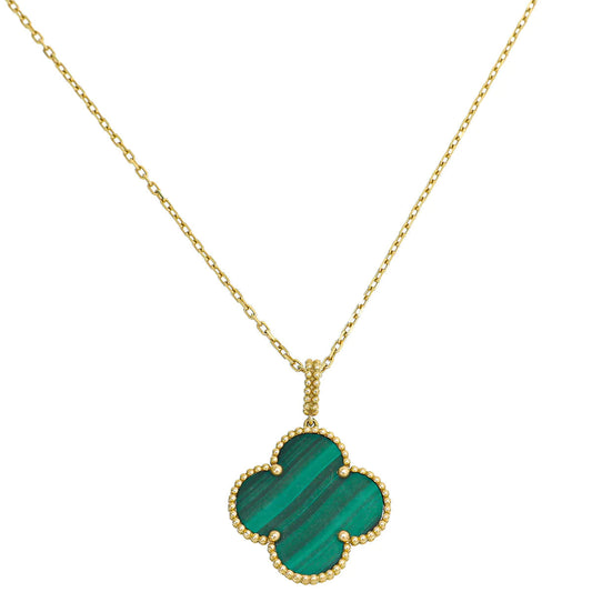 [BIJOUX]CLOVER 25MM MALACHITE GOLD NECKLACE