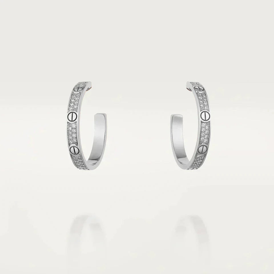 [BIJOUX] BOUCLES D'OREILLES CRÉOLES LOVE DIAMOND ARGENT