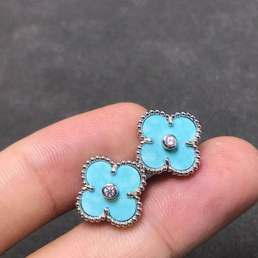 [BIJOUX]CLOVER 1 DIAMOND BLUE SKY SILVER EARRINGS