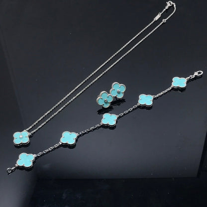 [BIJOUX]CLOVER 1 DIAMOND BLUE SKY SILVER EARRINGS