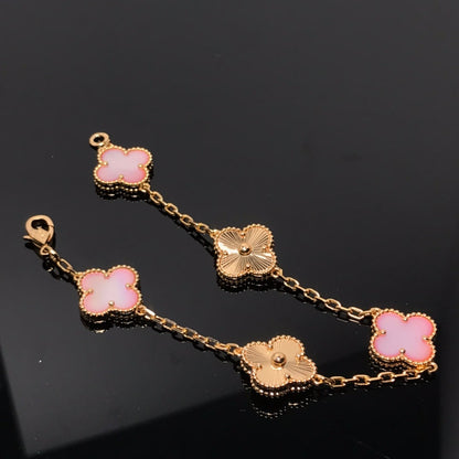 [BIJOUX]CLOVER BRACELET 5 MOTIF PINK AND PINK GOLD