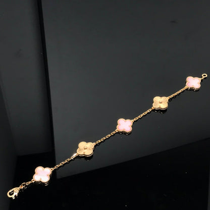 [BIJOUX]CLOVER BRACELET 5 MOTIF PINK AND PINK GOLD