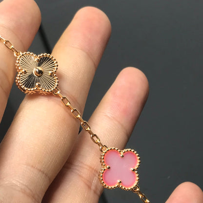 [BIJOUX]CLOVER BRACELET 5 MOTIF PINK AND PINK GOLD