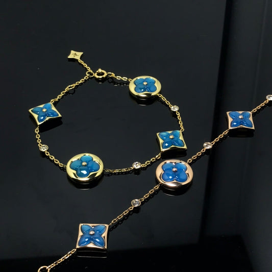 [BIJOUX]STAR AND SUN 4 MOTIF BLUE BRACELET